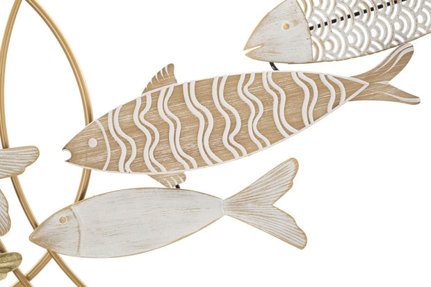 Decoratiune de perete din metal si MDF, Fishy Multicolor, l118xA5,7xH46,4 cm (2)