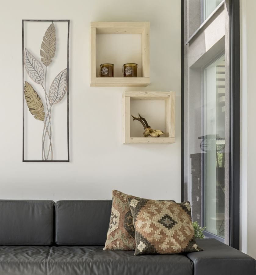 Decoratiune de perete din metal si MDF Foglie A Multicolor, l30,5xA1,9xH91 cm (1)