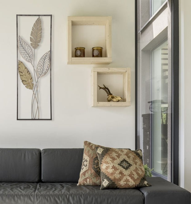 Decoratiune de perete din metal si MDF Foglie A Multicolor, l30,5xA1,9xH91 cm (1)