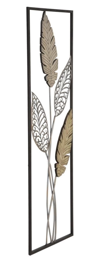 Decoratiune de perete din metal si MDF Foglie A Multicolor, l30,5xA1,9xH91 cm (2)