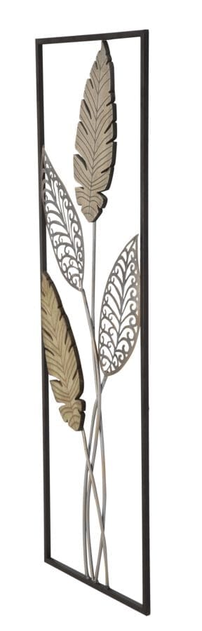 Decoratiune de perete din metal si MDF Foglie A Multicolor, l30,5xA1,9xH91 cm (3)