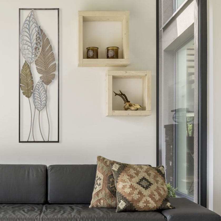 Decoratiune de perete din metal si MDF Foglie B Multicolor, l30,5xA2,5xH99,5 cm (1)