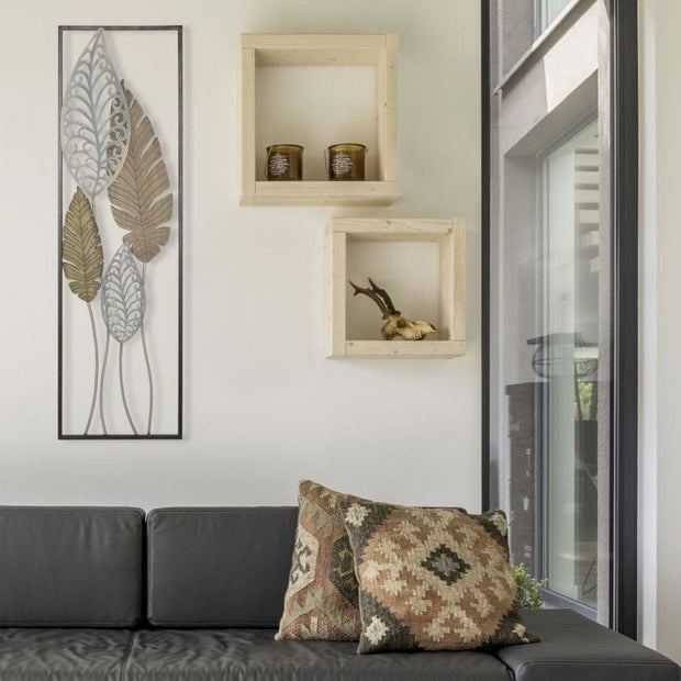 Decoratiune de perete din metal si MDF Foglie B Multicolor, l30,5xA2,5xH99,5 cm (1)