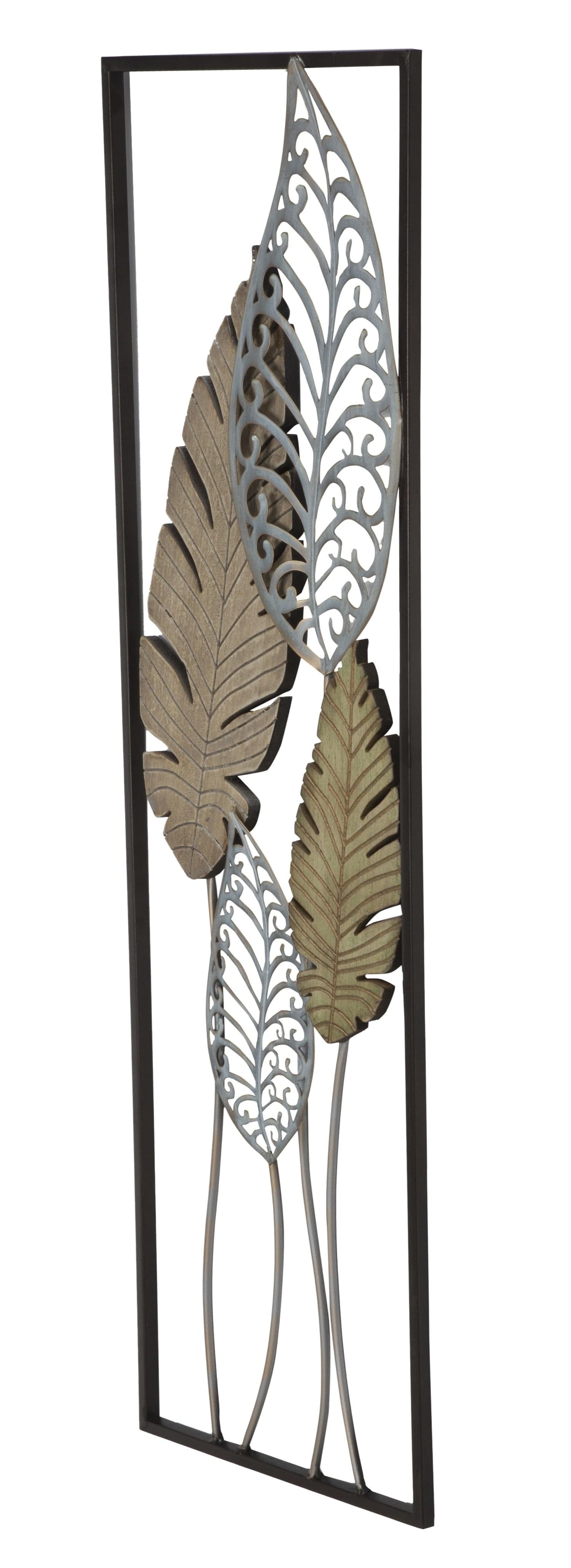 Decoratiune de perete din metal si MDF Foglie B Multicolor, l30,5xA2,5xH99,5 cm (2)