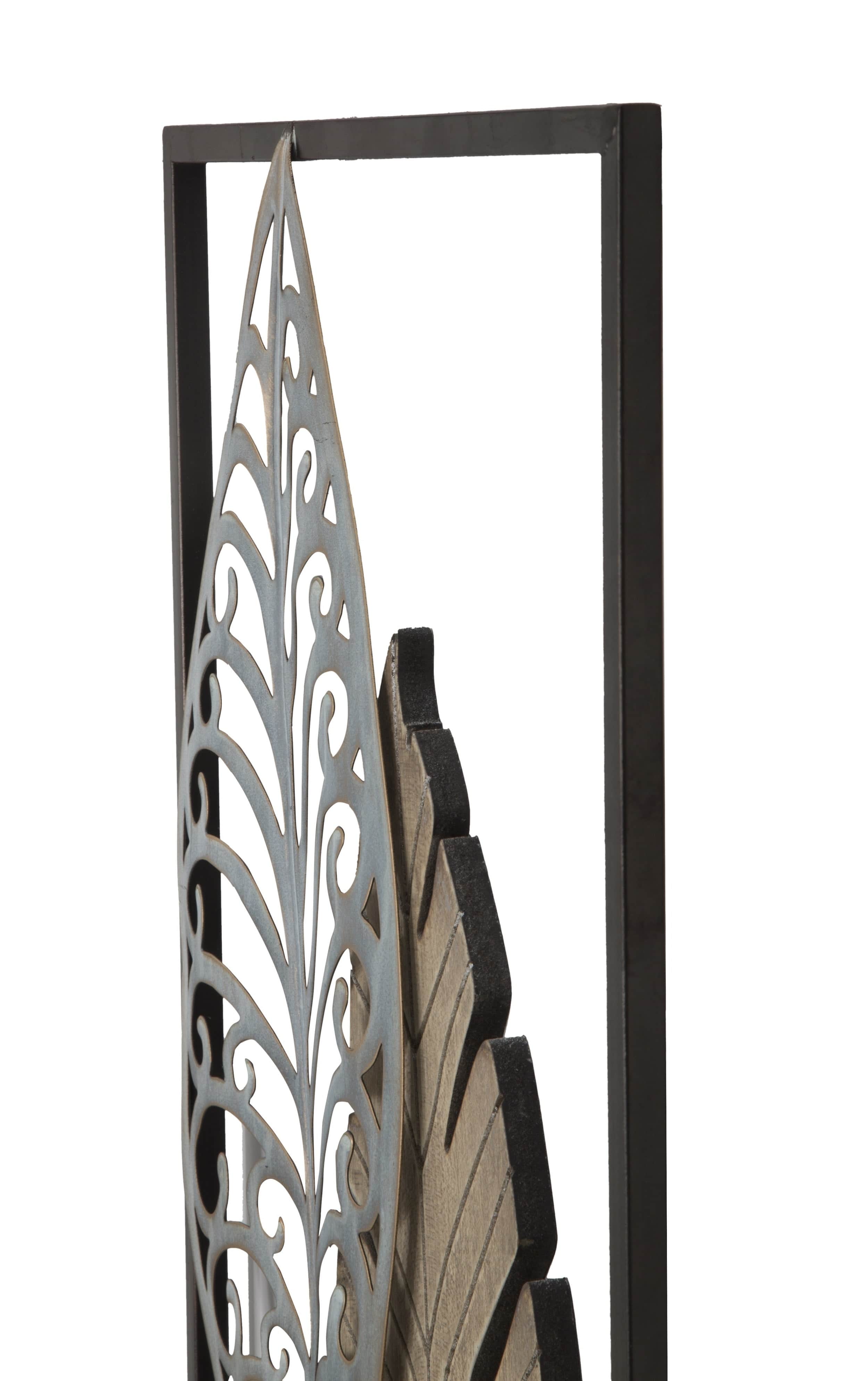 Decoratiune de perete din metal si MDF Foglie B Multicolor, l30,5xA2,5xH99,5 cm (4)