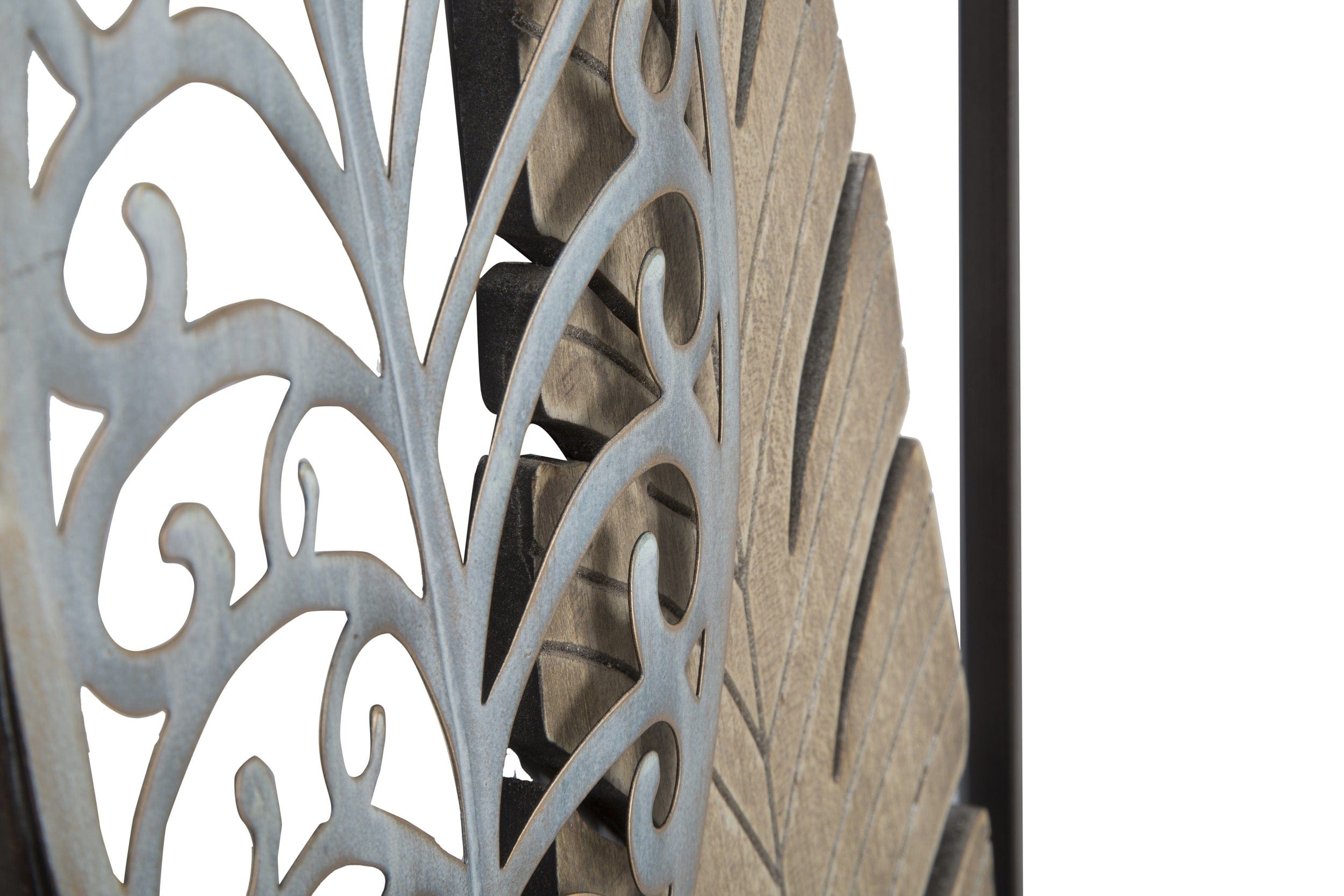 Decoratiune de perete din metal si MDF Foglie B Multicolor, l30,5xA2,5xH99,5 cm (5)