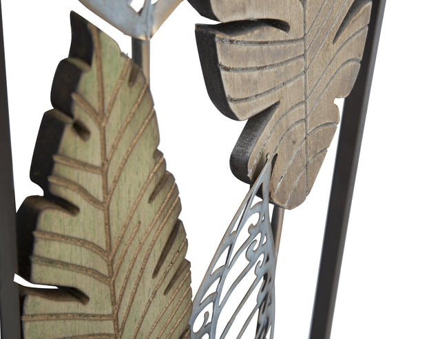 Decoratiune de perete din metal si MDF Foglie B Multicolor, l30,5xA2,5xH99,5 cm (6)
