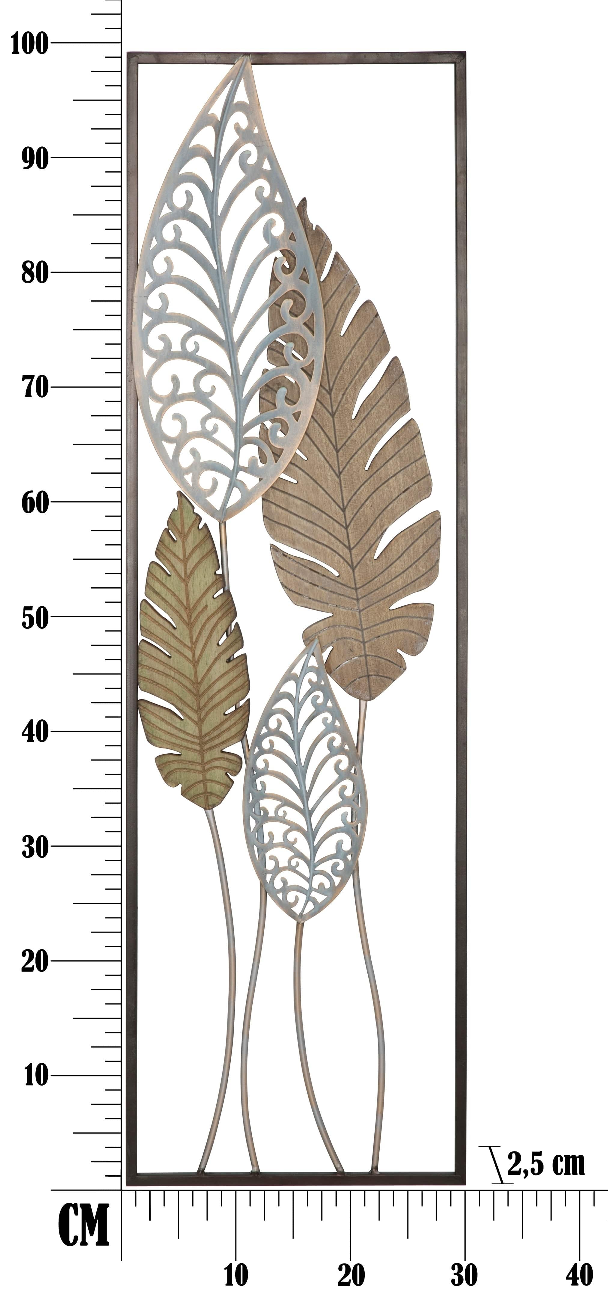 Decoratiune de perete din metal si MDF Foglie B Multicolor, l30,5xA2,5xH99,5 cm (7)