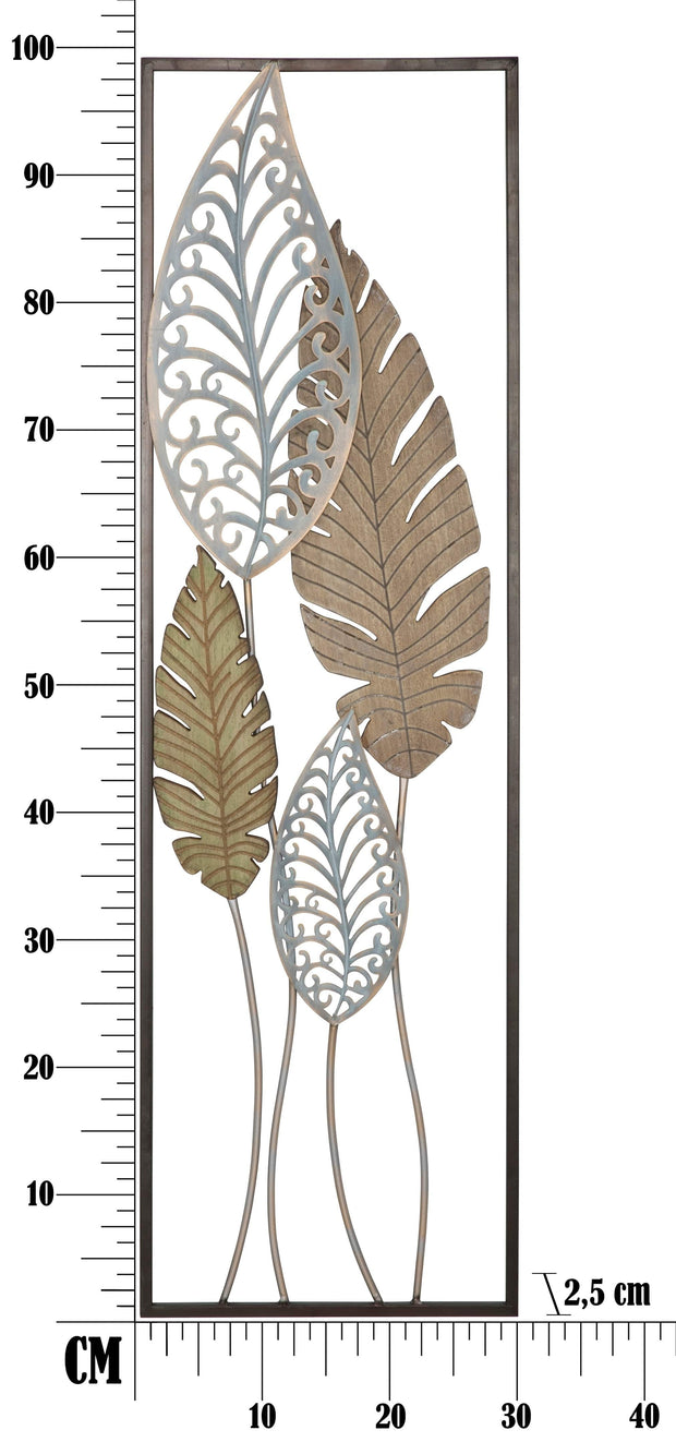 Decoratiune de perete din metal si MDF Foglie B Multicolor, l30,5xA2,5xH99,5 cm (7)