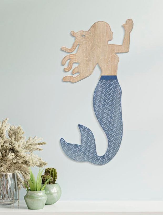 Decoratiune de perete din metal, Sirena Multicolor, l30,5xA2xH60 cm (4)