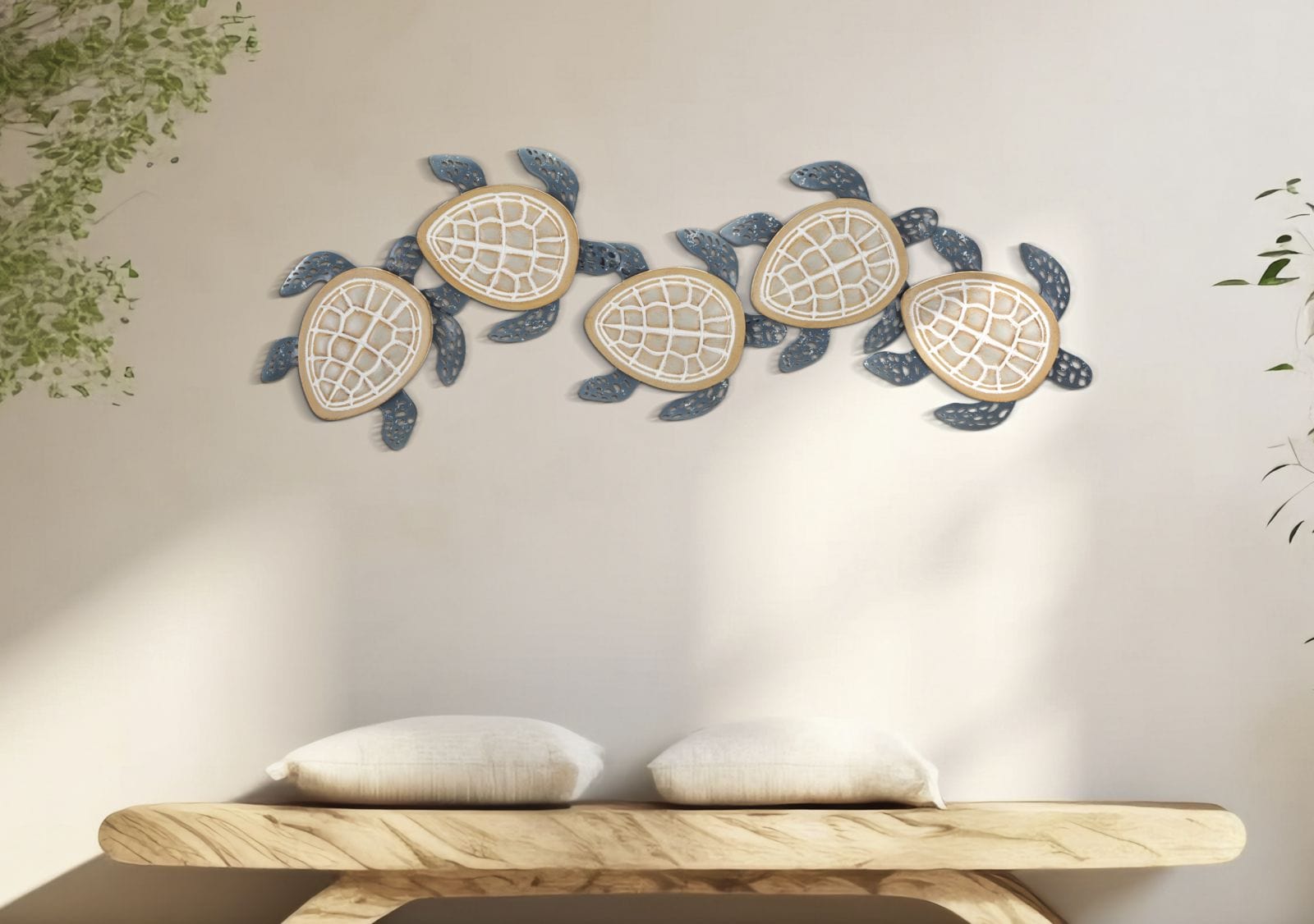 Decoratiune de perete din metal, Tartarughe Multicolor, l111,5xA6,3xH43 cm (4)