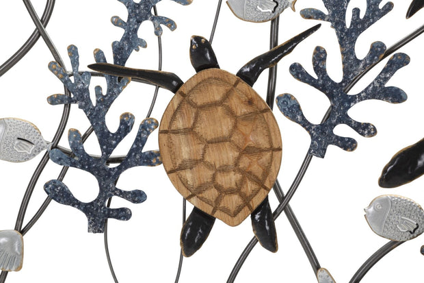 Decoratiune de perete din metal, Turtle Multicolor, l132,7xA5,7xH69,9 cm (1)