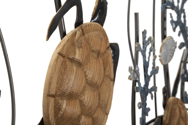 Decoratiune de perete din metal, Turtle Multicolor, l132,7xA5,7xH69,9 cm (2)