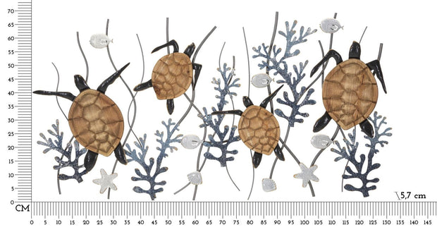 Decoratiune de perete din metal, Turtle Multicolor, l132,7xA5,7xH69,9 cm (5)