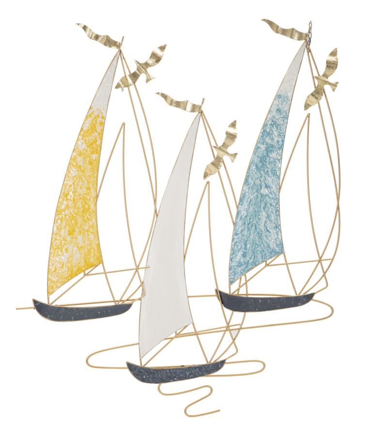 Decoratiune de perete din metal, Vela Multicolor, l78,7xA3,8xH97,8 cm