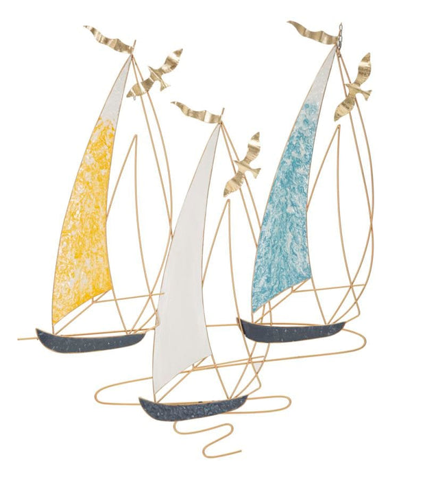 Decoratiune de perete din metal, Vela Multicolor, l78,7xA3,8xH97,8 cm