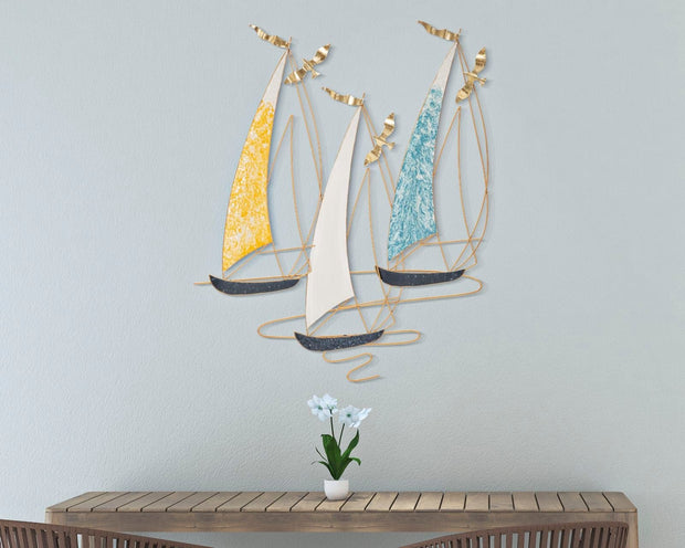 Decoratiune de perete din metal, Vela Multicolor, l78,7xA3,8xH97,8 cm (4)