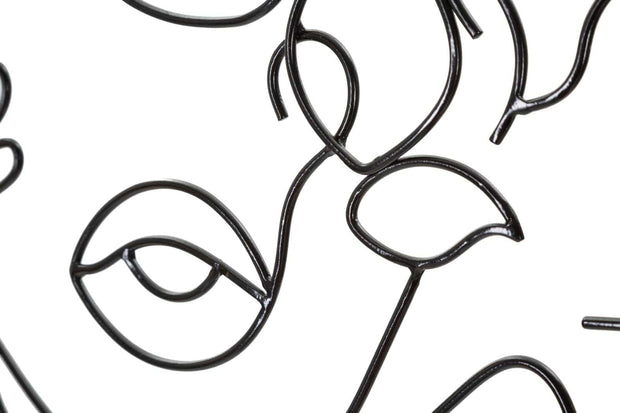 Decoratiune de perete din metal, Woman With Flowers Negru, l60xA1xH80 cm (3)