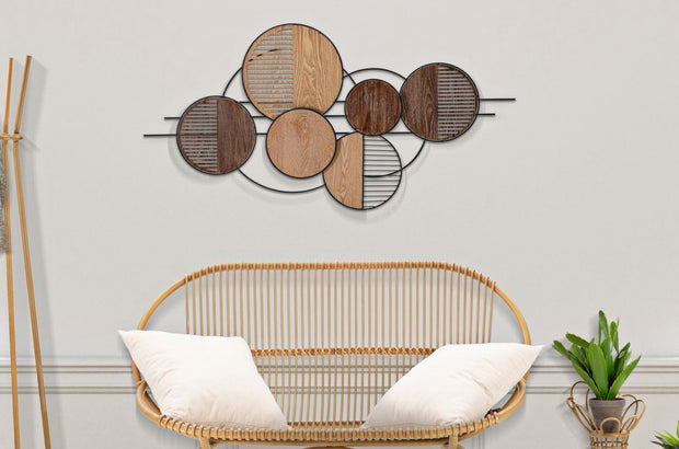 Decoratiune de perete din metal, Woody Multicolor, l134xA4xH69,2 cm (4)