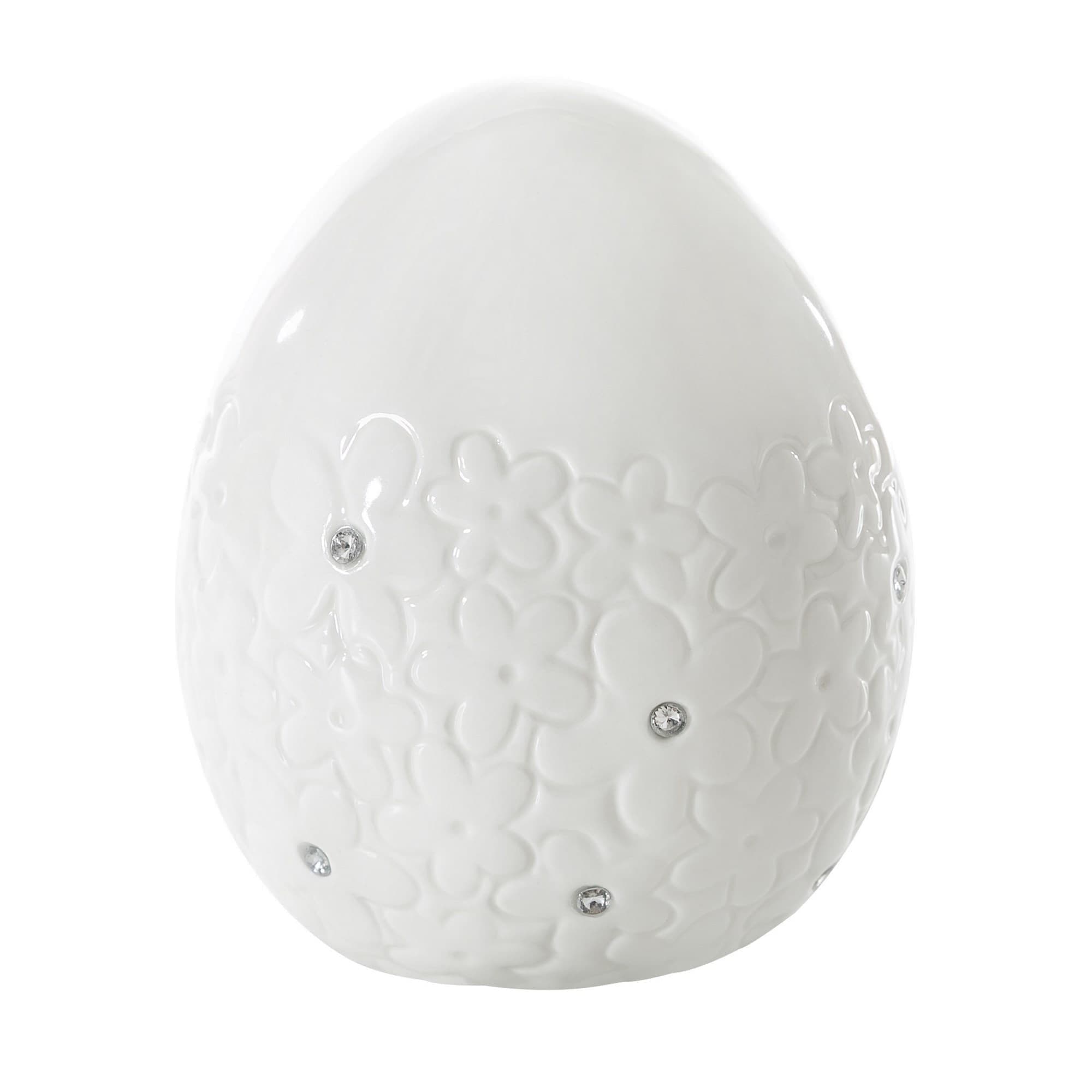 BFSummer Decoratiune din dolomita Egg Small Alb, Ø8xH10 cm