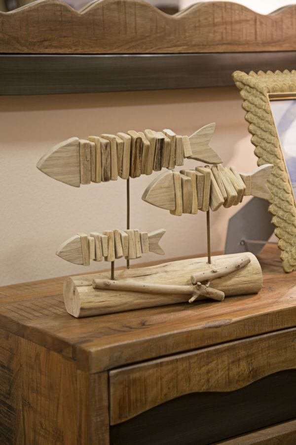 Mauro Ferretti Decoratiune din lemn, Fish Nature Natural, L37xl10xH24 cm