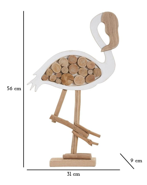 Mauro Ferretti Decoratiune din lemn, Flamingo Nature Alb / Natural, L31xl9xH56 cm