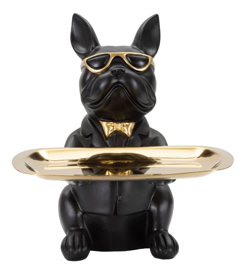 Mauro Ferretti Decoratiune din polirasina, Bull Dog Negru / Auriu, L19xl20xH23,5 cm