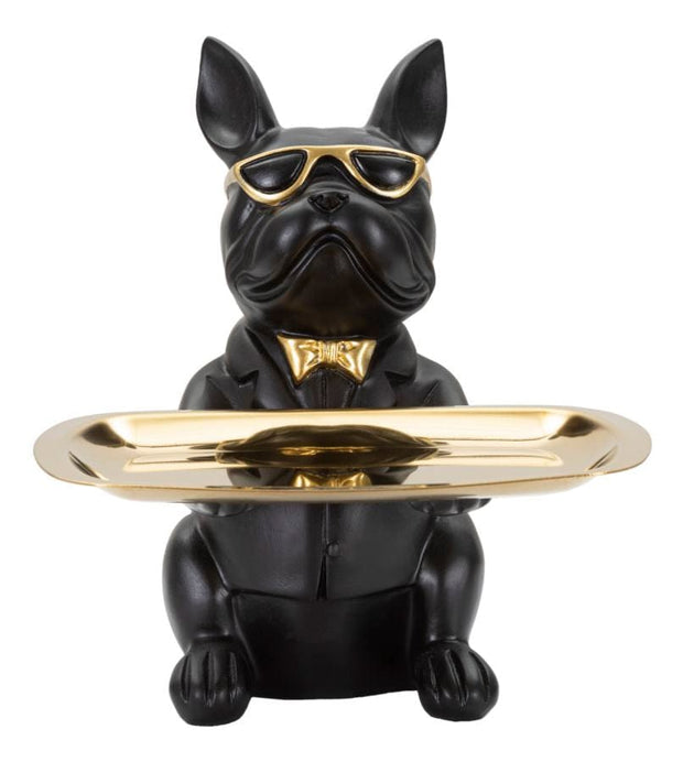 Mauro Ferretti Decoratiune din polirasina, Bull Dog Negru / Auriu, L19xl20xH23,5 cm