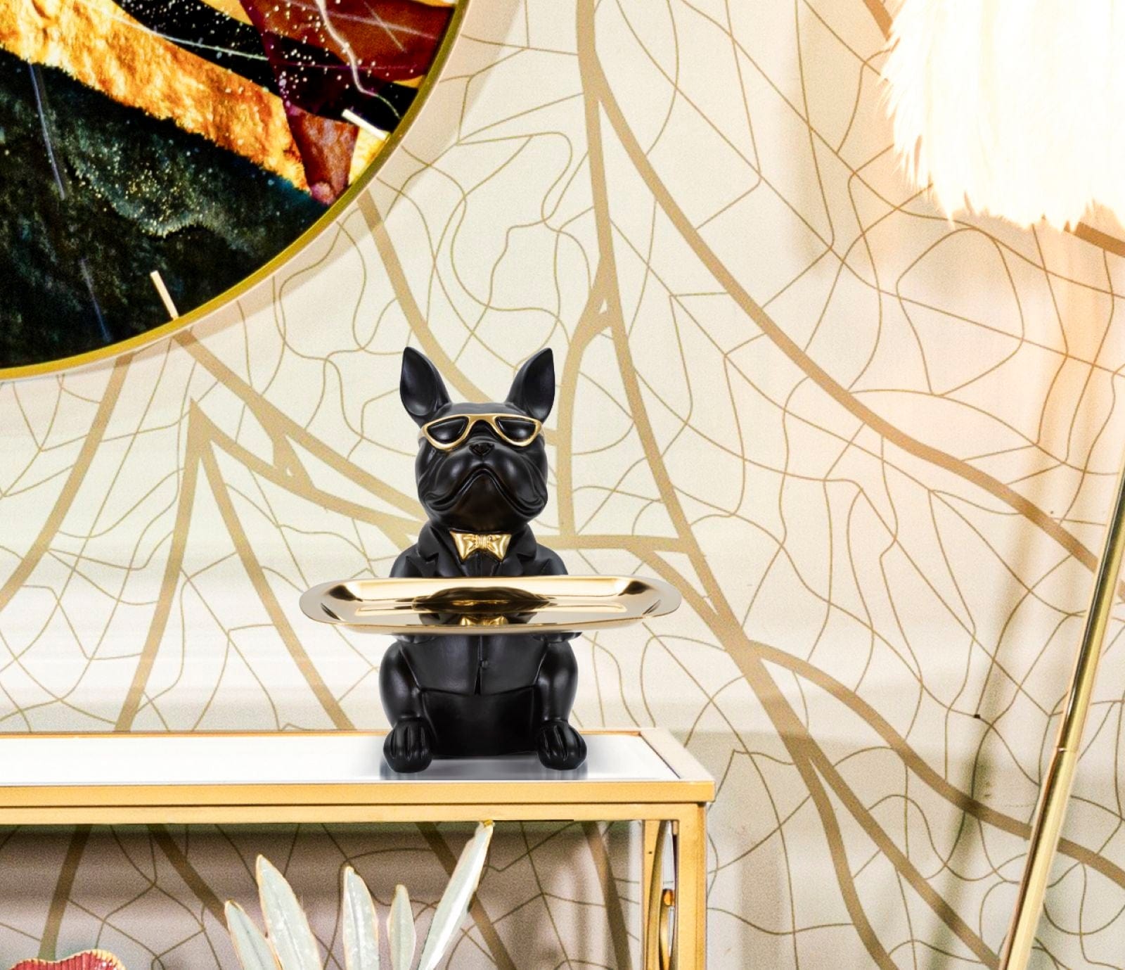 Mauro Ferretti Decoratiune din polirasina, Bull Dog Negru / Auriu, L19xl20xH23,5 cm