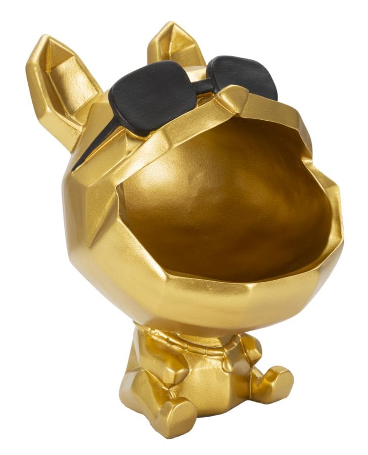 Mauro Ferretti Decoratiune din polirasina, Dog Auriu / Negru, Ø17xH23,5 cm