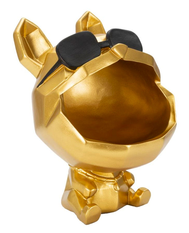 Mauro Ferretti Decoratiune din polirasina, Dog Auriu / Negru, Ø17xH23,5 cm