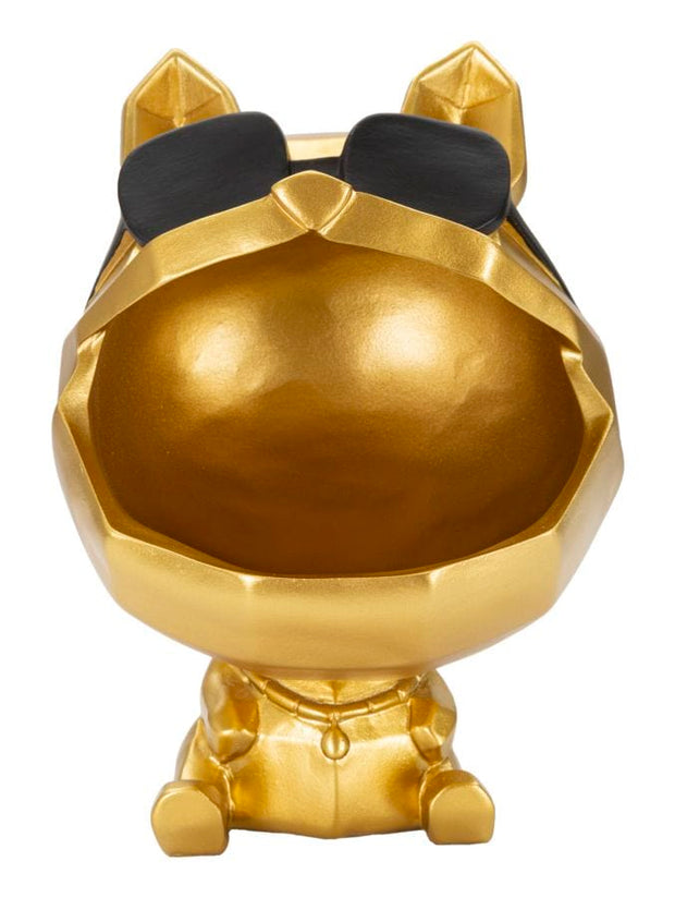 Mauro Ferretti Decoratiune din polirasina, Dog Auriu / Negru, Ø17xH23,5 cm