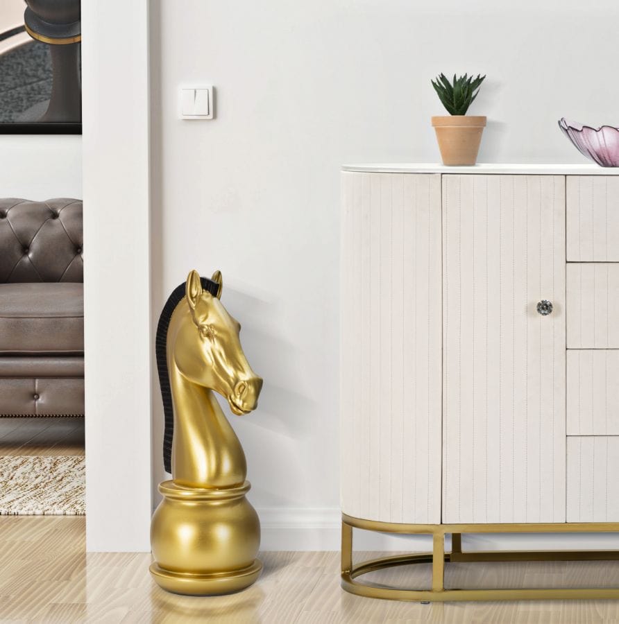 Mauro Ferretti Decoratiune din polirasina, Horse Glam Tall Auriu / Negru, Ø18,5xH50 cm