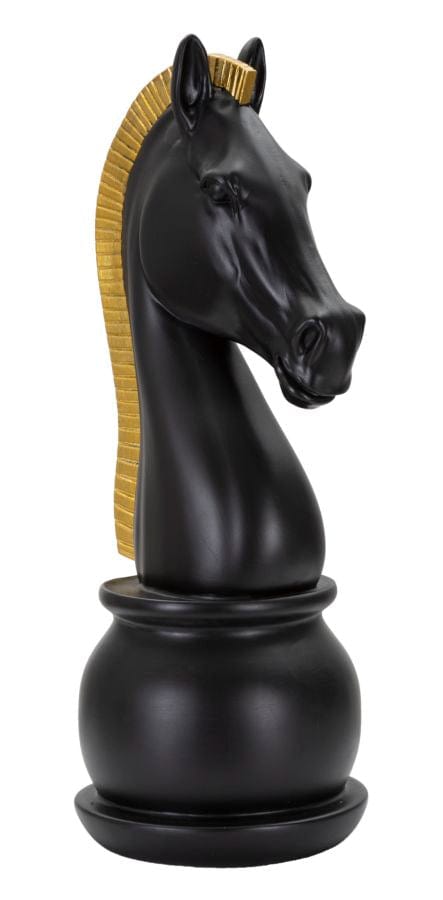 Mauro Ferretti Decoratiune din polirasina, Horse Tall Negru / Auriu, Ø18,5xH50 cm