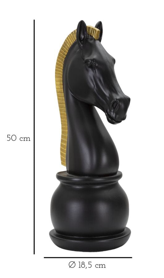 Mauro Ferretti Decoratiune din polirasina, Horse Tall Negru / Auriu, Ø18,5xH50 cm