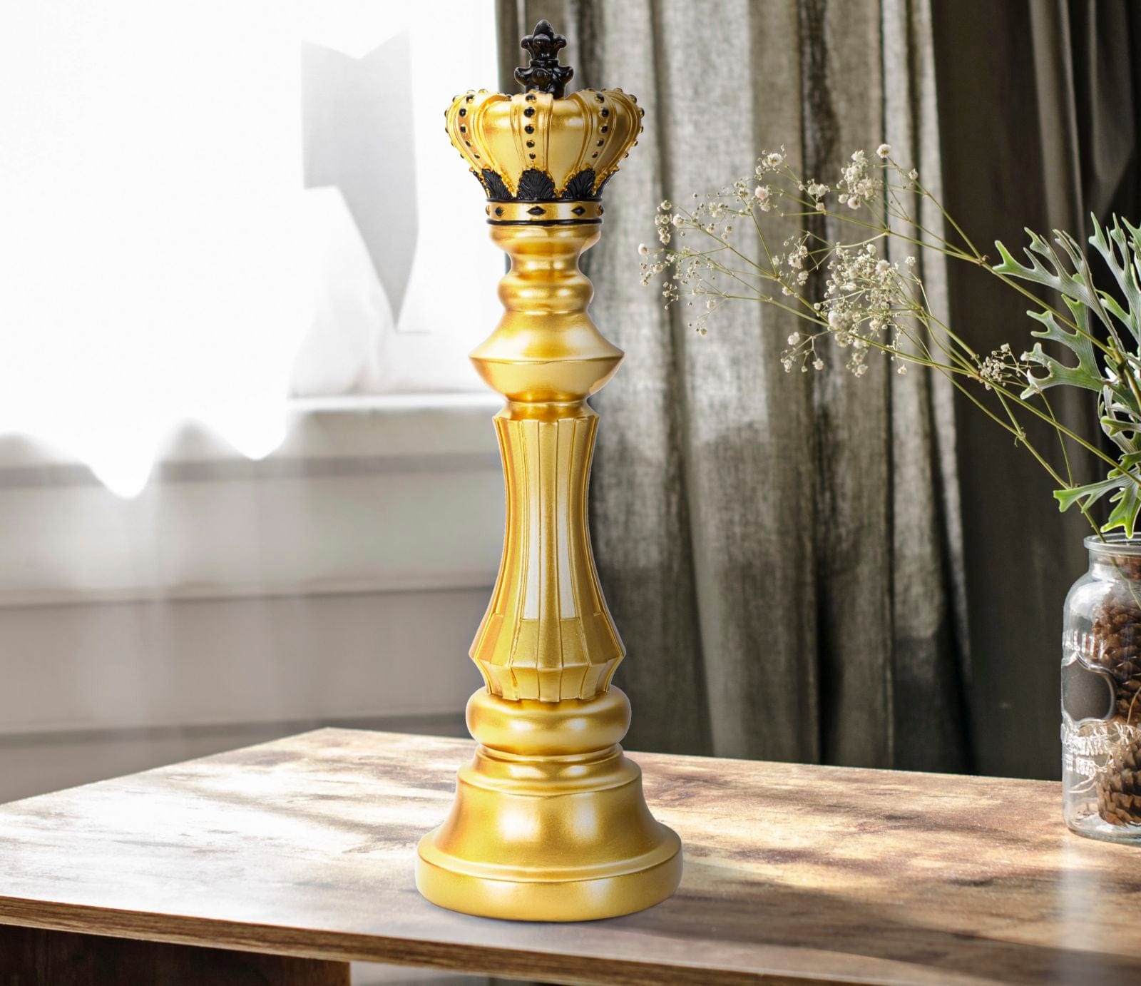 Decoratiune din polirasina, King Glam Medium Auriu / Negru, Ø13xH40,5 cm (4)