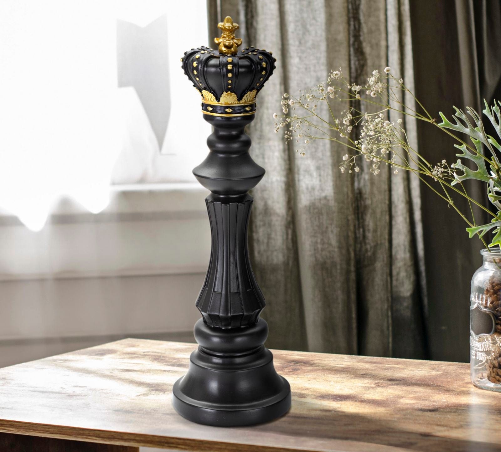 Mauro Ferretti Decoratiune din polirasina, King Medium Negru / Auriu, Ø13xH40,5 cm