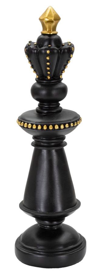 Decoratiune din polirasina, King Small Negru / Auriu, Ø11xH32,5 cm