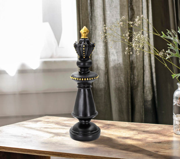 Decoratiune din polirasina, King Small Negru / Auriu, Ø11xH32,5 cm (4)