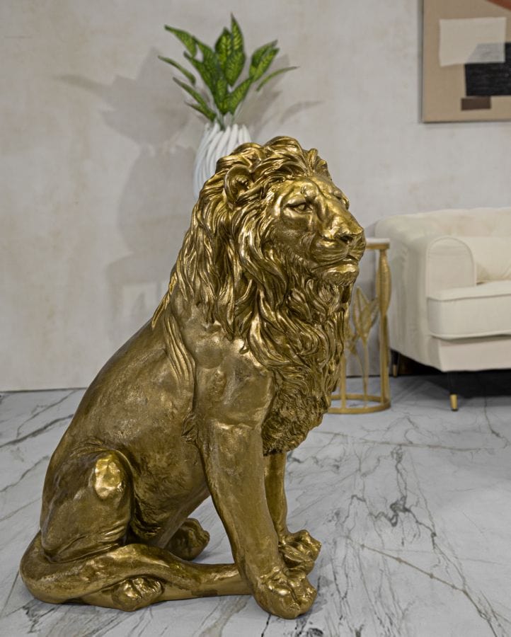Mauro Ferretti Decoratiune din polirasina, Lion Auriu, L67xl36,5xH80 cm