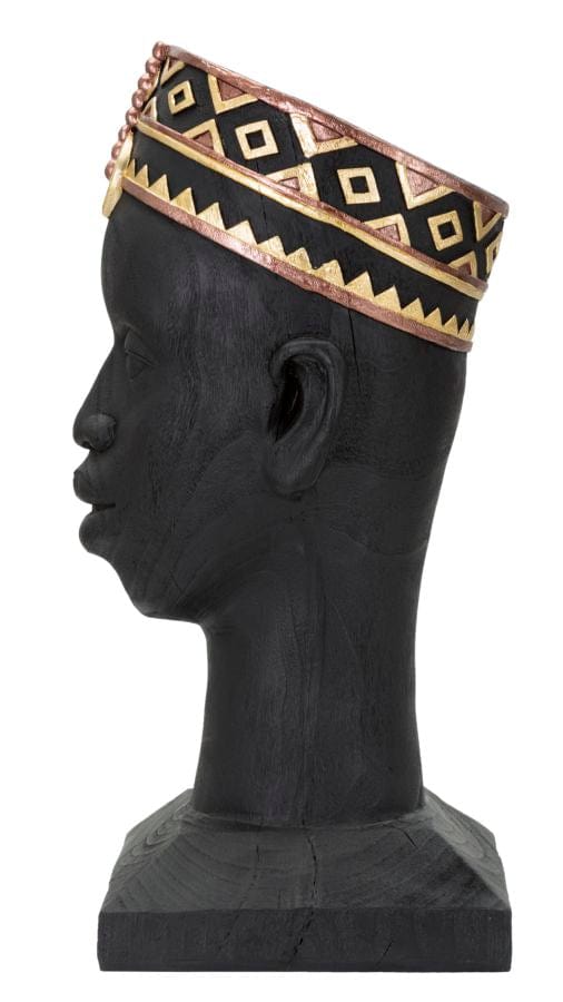 Mauro Ferretti Decoratiune din polirasina, Massai Man Negru / Auriu, L25xl25xH56 cm