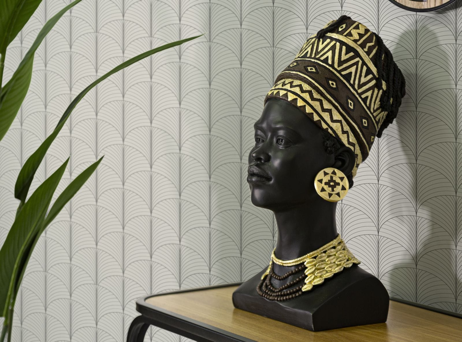 Mauro Ferretti Decoratiune din polirasina, Massai Woman Cup Negru / Auriu, L21,5xl27,5xH45 cm