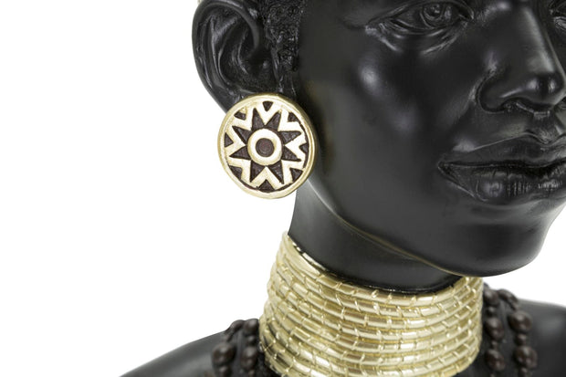 Mauro Ferretti Decoratiune din polirasina, Massai Woman Tribe Negru / Auriu, L23xl19xH38,5 cm