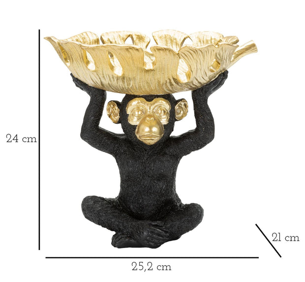 Mauro Ferretti Decoratiune din polirasina, Monkey Negru / Auriu, L25,2xl21xH24 cm