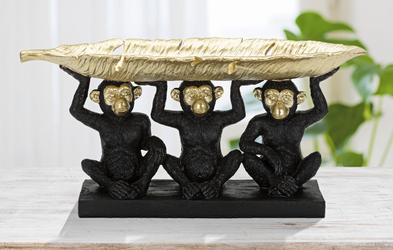 Mauro Ferretti Decoratiune din polirasina, Monkey Tris Negru / Auriu, L43xl15,7xH20 cm