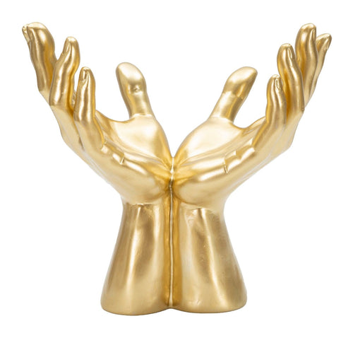 Decoratiune din polirasina, Peace Hands Auriu, L25xl15xH24 cm