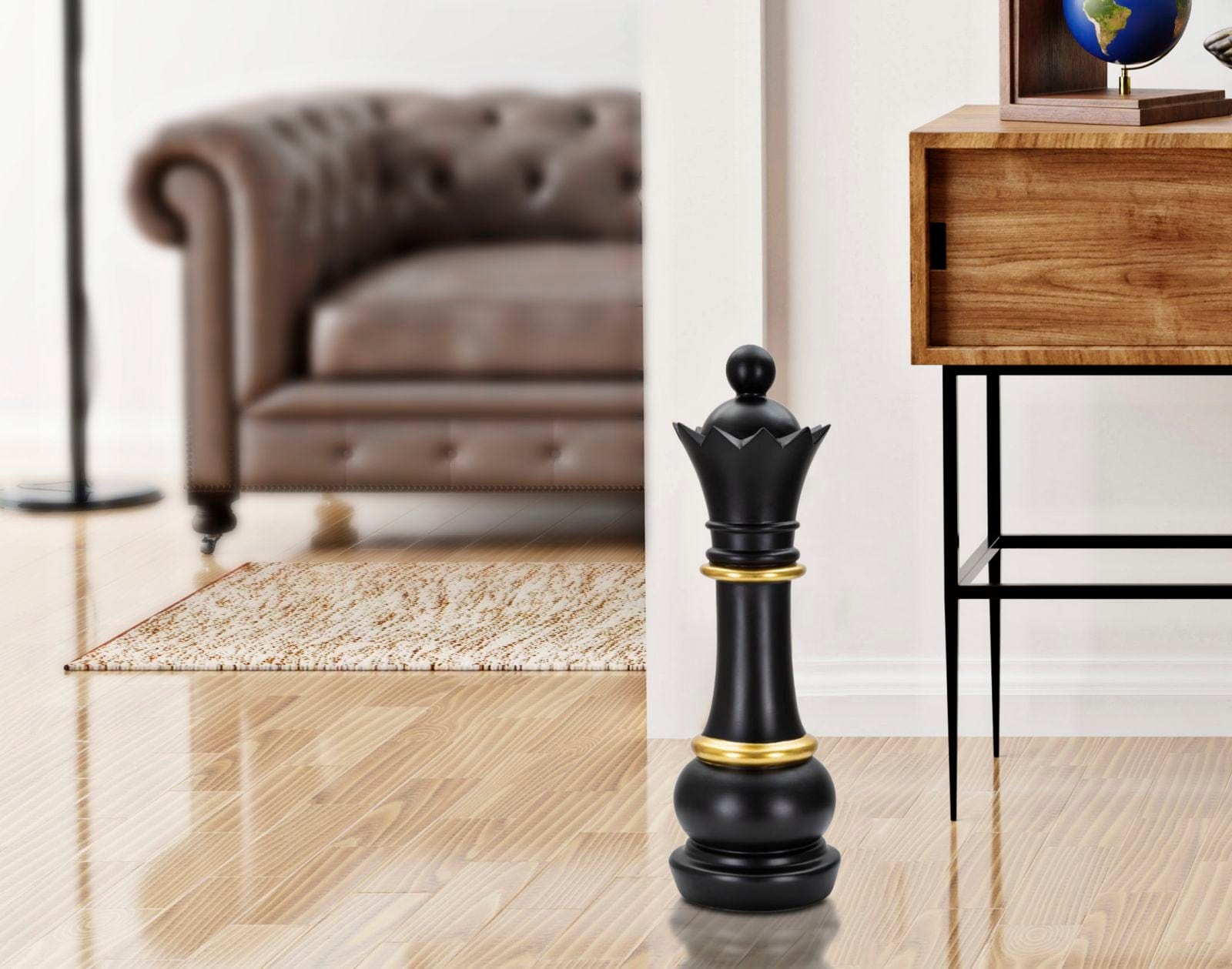 Mauro Ferretti Decoratiune din polirasina, Queen Tall Negru / Auriu, Ø15xH50 cm