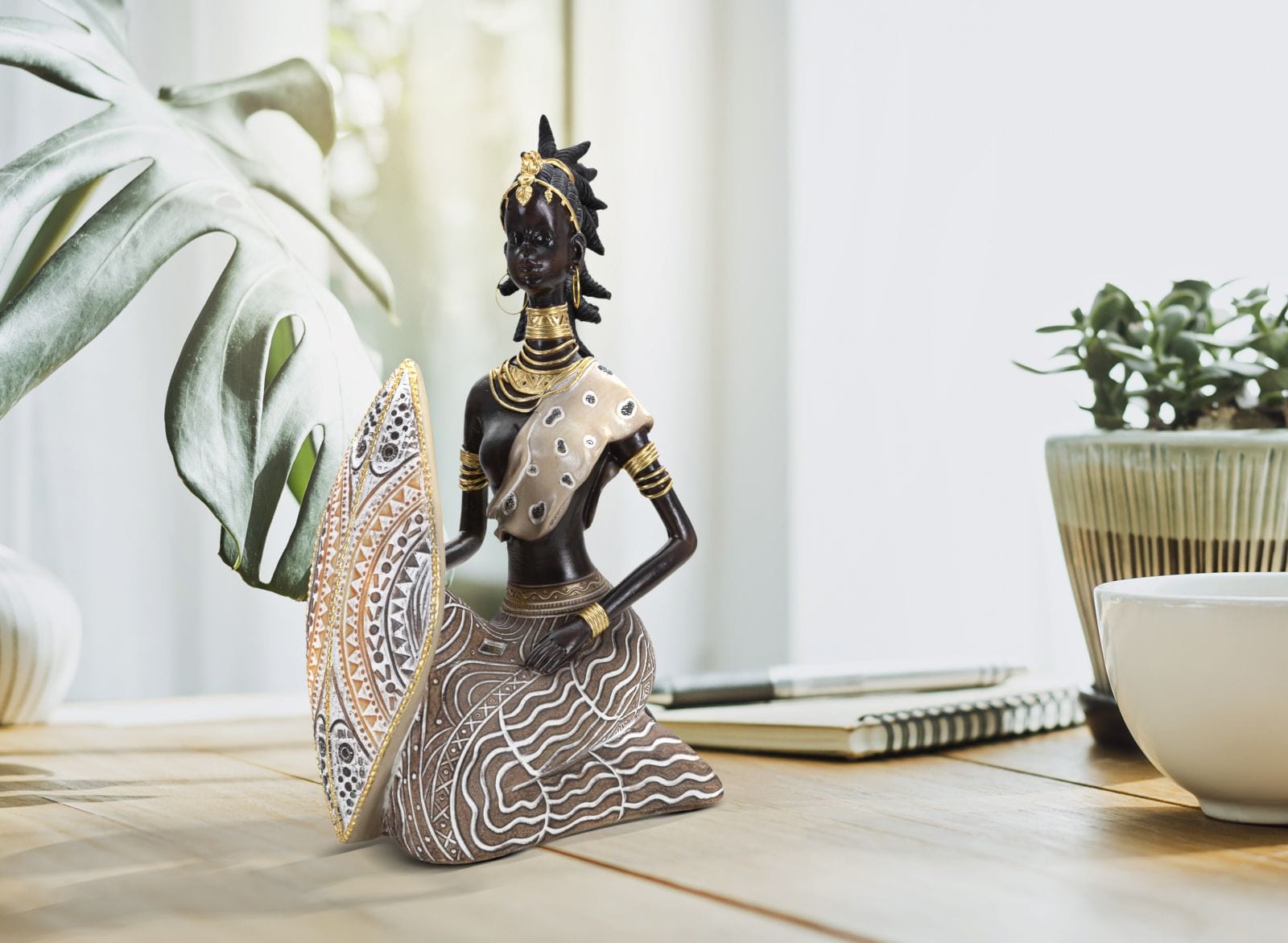 Mauro Ferretti Decoratiune din polirasina, Tribal Masai Seat Multicolor, L13,5xl9xH24,5 cm