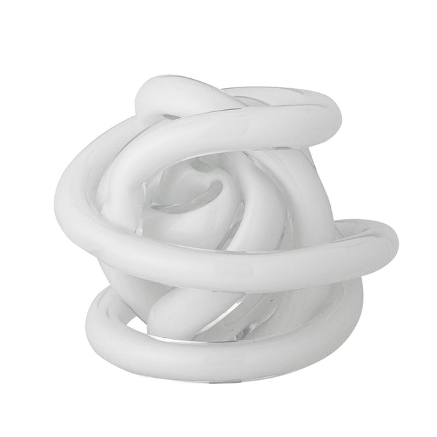 Decoratiune din sticla, Knot Alb, L10xl10xH10 cm