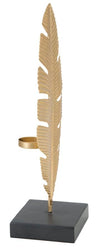 Mauro Ferretti Decoratiune metalica cu suport lumanare, Leaf Glam Auriu / Negru, L10xl10xH34 cm